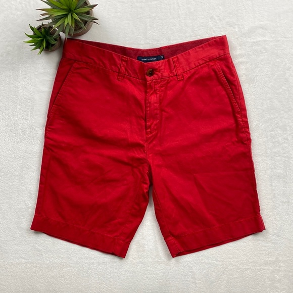 Tommy Hilfiger Other - Tommy Hilfiger Cotton Linen Blend Flat Front Shorts (Red)